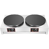 TOWIUOA 16'' Commercial Crepe Maker, 3.4kw 110V Double Hotplate Pancake Machine Electric Crepe Machine with Residue Tray Temperature Control 122-572℉ For Homes, Kitchens, Convenience Stores