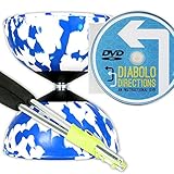 Mr B Harlequin Diabolo, Metal Diablo Sticks & Diabolo Directions Instructional DVD! (Blue & White)