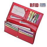 Bricraft NFC RFID Blocking Wallet for Women Genuine Leather Bifold Pebbled Clutch