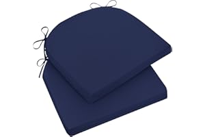 Wellsin Outdoor Chair Cushions for Patio Furniture - Patio Chair Cushions Set of 2 - Water Resistant Round Corner Outdoor Seat Cushions 17"X16"X2", Navy