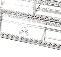 Metal Glass Large Accent Glass With Gold Trim Decorative Cabinet Decorative Keepsake Box Mirror Clear Drawer Storage Vintage Jewelry Organizer For Bathroom Countertop Silver Amazon Ca Beauty