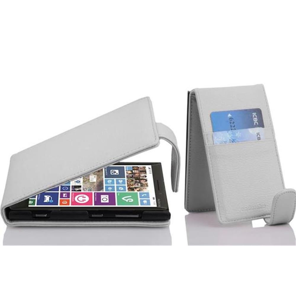cadorabo Case works with Nokia Lumia 929/930 in SNOW WHITE - Flip Style Case made of Structured Faux Leather - Wallet Etui Cover Pouch PU Leather Flip