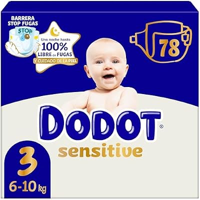 Sensitive Talla 3, 78 Pañales, 6kg-10kg, Hasta Una Noche 100% Libre De Fugas Y Cuidado De La Piel