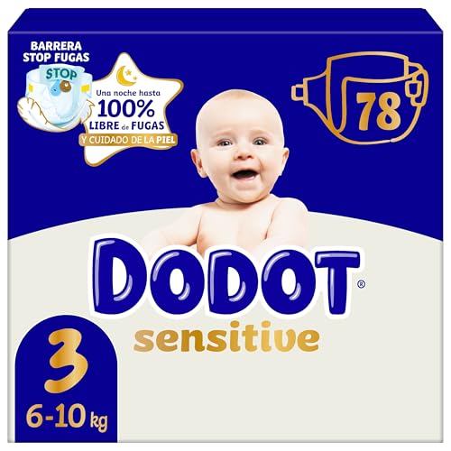 Sensitive Talla 3, 78 Pañales, 6kg-10kg, Hasta Una Noche 100% Libre De Fugas Y Cuidado De La Piel
