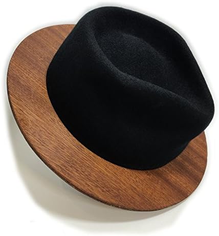 WowAwesome 2017 Unique Black Mens Womens Handmade Cowboy Wood Fedora Hats for Unisex