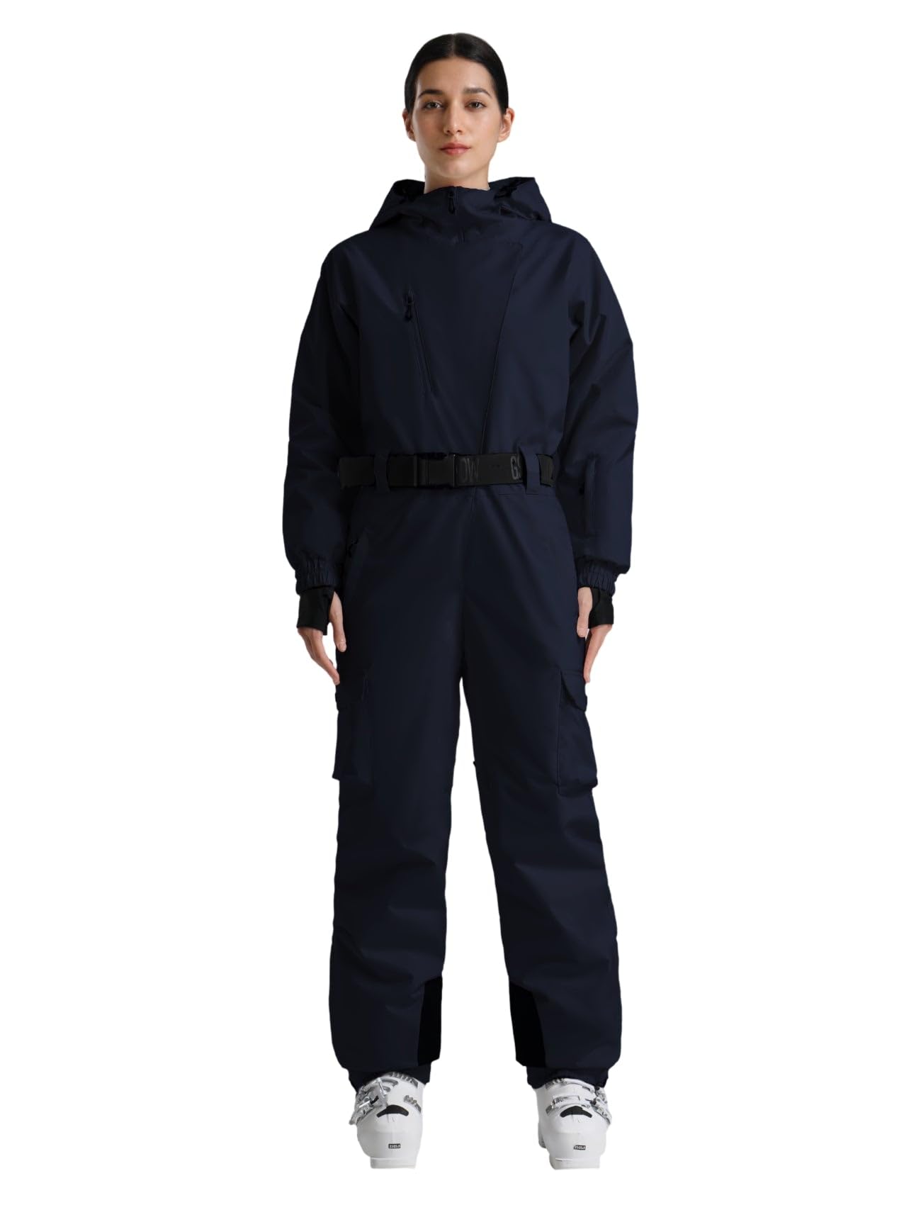 Photo 1 of GSOU SNOW Womens Ski Suit One Piece Snow Suit Asymmetric Design Utility Jumpsuit Jacket Waterproof Insulated for Snow Sports