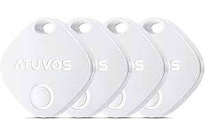 ATUVOS Air Tracker Tags-4 Pack, Bluetooth Luggage Tracker Works with Apple Find My APP (iOS Only, Not for Android), Keys Finder and Item Locator for Luggage, Backpack, Suitcases, Replaceable Battery