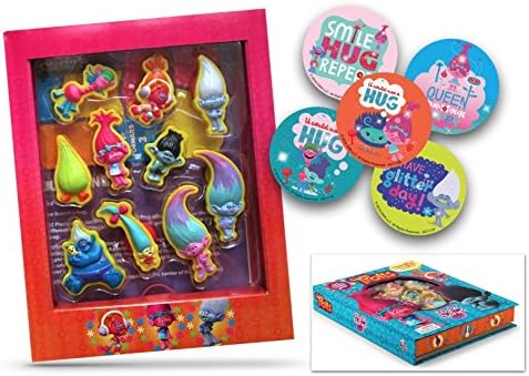 DreamWorks Trolls Licensed Story Book Action Figures Toys Board Game Playset and 50 Glitter Stickers Set