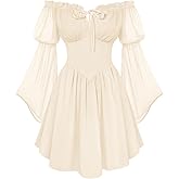Scarlet Darkness Women's Renaissance Fairy Dress 2026 Summer Boho Off The Shoulder Flowy Corset Mini Dresses