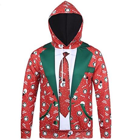 Huazhe Mens Christmas Hoodie 3D Fashion Printed Coat Sweatshirt Hip Hop Jacket Cosplay Costume (3XL, Picture Color)