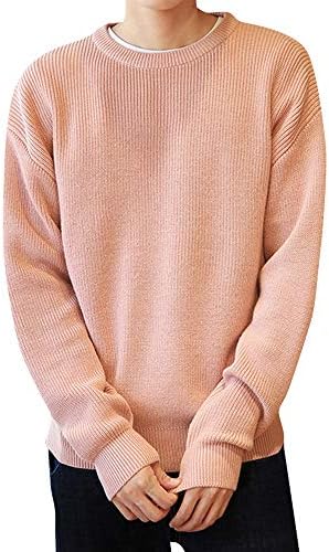 セーター メンズ ニット 特売 トップス 白 無地 クルーネック トレーナー カットソー コットン 長袖 おしゃれ 暖かい 畦編み 防寒 秋冬 中厚 アウトドア ゆったり シンプル カジュアル ビジネス