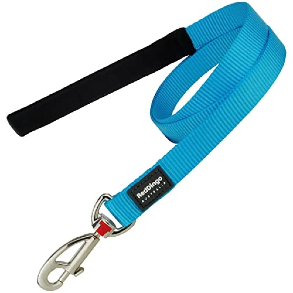 Red Dingo Padded Handle Dog Lead 1.2m Plain,Turquoise, Small 15mm
