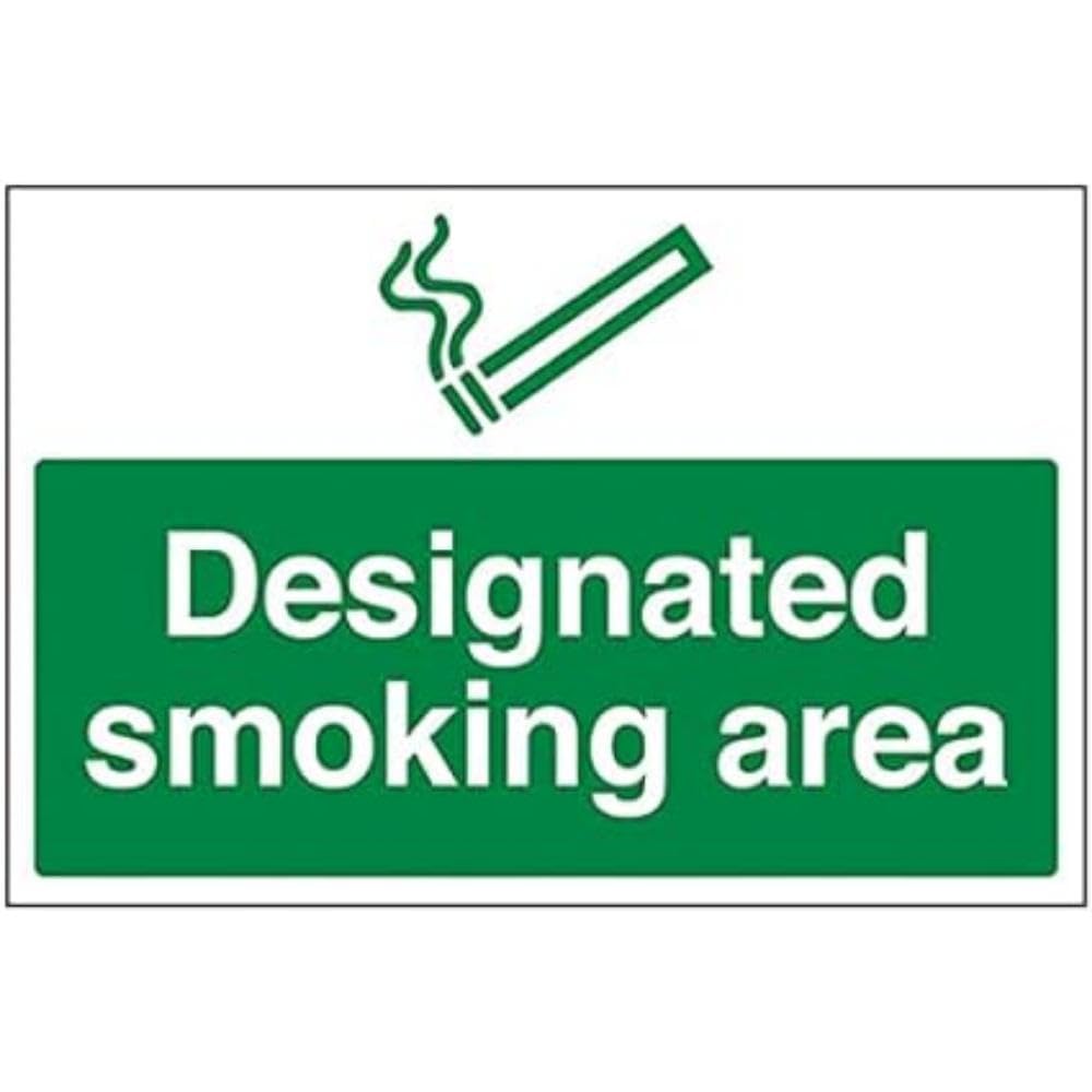 V Safety Prohibition No Smoking - Designated Smoking Area - 400 X 300mm