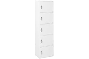 HODEDAH IMPORT Bookcase, White, 5 Door