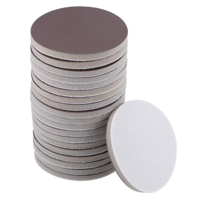 MACHSWON 3 Inch Sander Pad Sanding Sponge for Auto Wood Drywall Metal Brown Corundum 1200-1500 Grit 20 Pcs