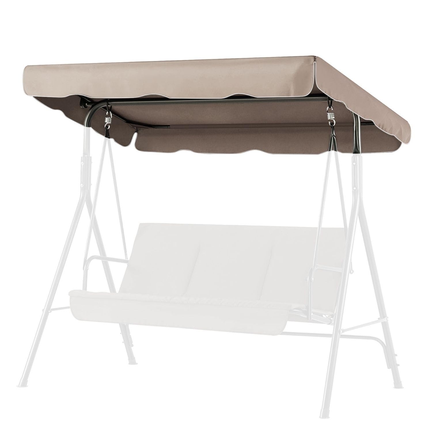 Photo 1 of Flexzion Swing Canopy Cover (Beige) 77" x 43" - Deluxe Polyester Top Replacement UV Block Sun Shade Waterproof Decor for Outdoor Garden Patio Yard Park Porch Seat Furniture