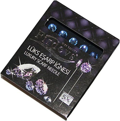 Hijab Pins Set of 5 Firdevs Rhinestone Luxury Scarf Needles