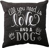 JGArtStore Cotton Linen Square Throw Pillow Case Cushion Cover Throw Pillow Shell Pillowcase for Sofa All You Need Is Love and a Dog Chalk 18 X 18