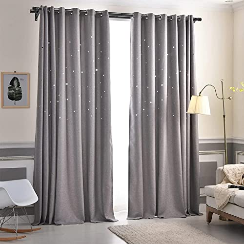 Double Curtain Rods, 30-78" Extendable Curtain Rod with Cap Buttons with Brackets, Adjustable Curtain Rod Stainless Steel Decorative Hardware for Living Room/Black