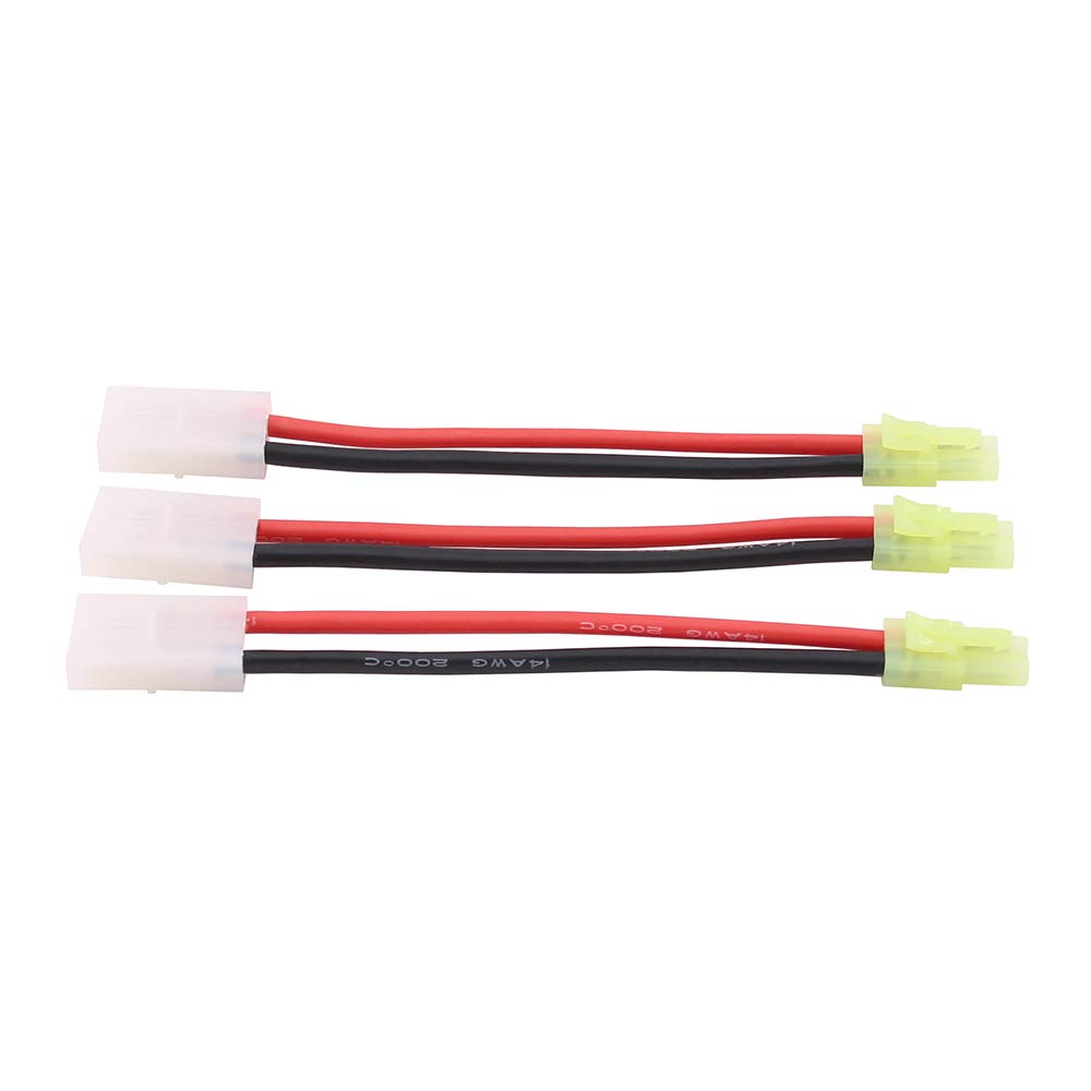 BDHI 3pcs compatible with Mini Tamiya Male(Reversed) to plug for Big Tamiya Female Adapter Plug with 14 Gauge 10cm Wire for Airsoft Gun(B102-3)