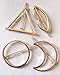 QTMY 4 Pcs Round Circle Triangular Lips Moon Shaped Hair Pin Clips Hair Jewelry Hair Accessories (Golden)