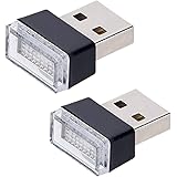 Febrytold 2 Pcs Blue Universal Mini USB LED Car Interior Ambient Atmosphere Lights for Car Interior Trunk Ambient Atmosphere