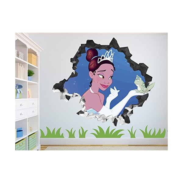 Princess Tiana Wall Decal Smashed 3D Sticker Vinyl Decor Mural Disney