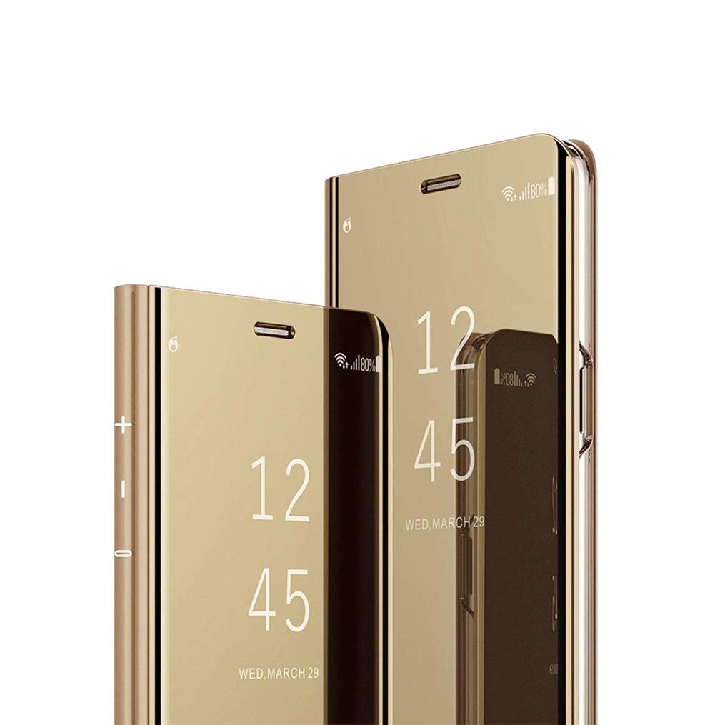 MRSTER Flip Case for iPhone XR Mirror Design Clear View Bookstyle Protecter Shell With Kickstand Cover for Apple iPhone XR 2018 6.1". Flip Mirror: Gold — image 1