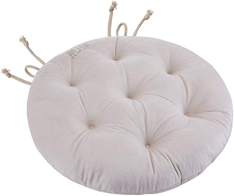 Amazon Com Big Hippo Chair Pads With Ties Soft 17 Inch Round Thicken Chair Pads Seat Cushion Pillow For Garden Patio Home Kitchen Office Or Car Sitting Beige Kitchen Dining