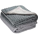 Loved Blanket 5 lbs Cotton Weighted Blanket with Removable Dot Minky Cover for Kids (Inner Light Gray/Cover Gray & Light Gray, 36