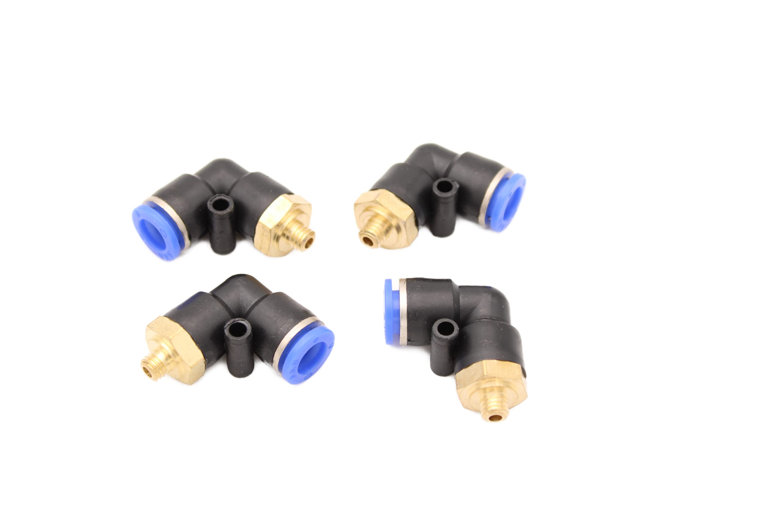 Pneumatic Angle Plug-In Fitting 90° M6 to 8 mm IQS Pack of 4 Push In Compressed Air Connection Plug Connection (M6-8 mm)