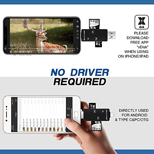SD/Micro SD Card Reader for iPhone/iPad/Mac/Android/Computer/Camera,Trail Camera Viewer &Memory Card Reader Micro SD Card Adapter to View Hunting Game Camera Photos and Videos on Smartphone - Thumbnail 3