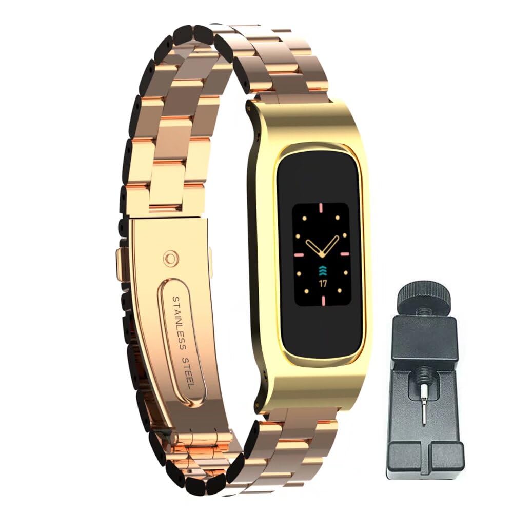 T-BLUER Compatible for Fitbit Luxe Strap Stainless Steel Metal Buckle Bracelet Wrist Strap Sport Wristband Accessories Replacement Strap for Fitbit Luxe Fitness Tracker