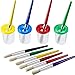 Shappy 4 Pieces Spill Proof Paint Cups in 4 Colors and 10 Pieces Assorted Colored Brushes Set