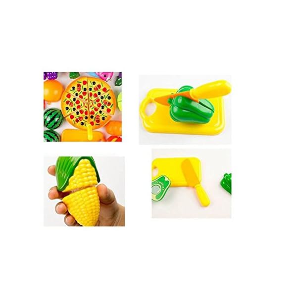 NIWWIN 24 PCS Spiel Essen Set für Kinder Kunststoff Schneiden Pizza Obst und Gemüse vorgeben Spielen Set – Bild 5