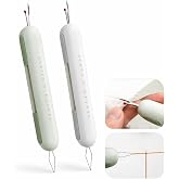 2Pcs 2 in 1 Needle Threader and Seam Ripper Tool Automatic Needle Threader Stitch Remover Tools for Hand Sewing, Embroidery,Thread Removal (White&amp;Green)