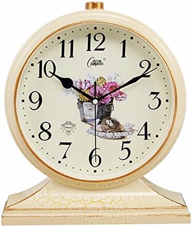 Pastoral Living Room Clockwork Creative Bedside Clock Bedroom Quietness Clock Quartz Clock, Yellow Crack