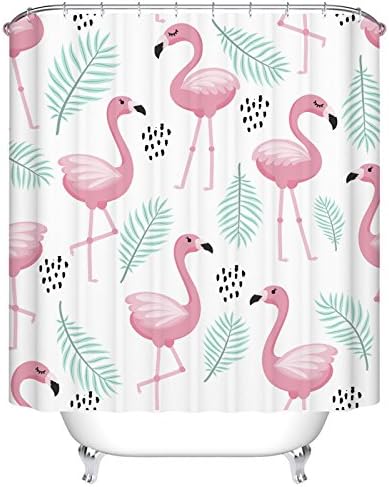 Ormis Tropical Flamingo Pattern 72X72 inches Mildew Resistant Polyester Fabric Shower Curtain Set Fantastic Decorations Bath Curtain