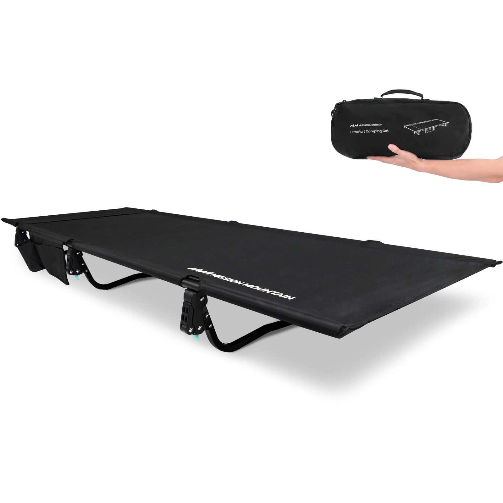 Photo 1 of MISSION MOUNTAIN UltraPort Camping Cot, Ultralight Backpacking Cot, Lightweight Camp Cot, Built-in Pillow Pocket, Max Supports 350lbs, Portable Cot for Adults, Camping, Outdoors and Home (Black)