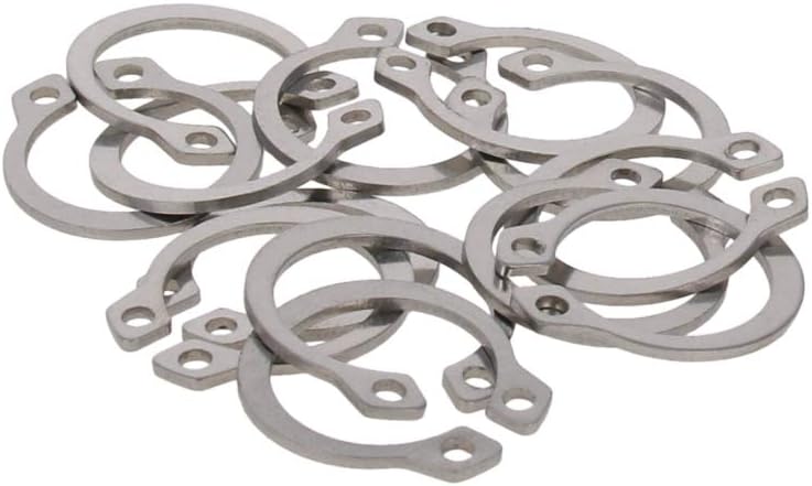 MroMax External Circlips, 19.4mm OD External Retaining Rings, 304 Stainless Steel C-Clip Retaining Shaft Snap Rings for Automobiles, Valves, Electrical and Bearings, 50Pcs