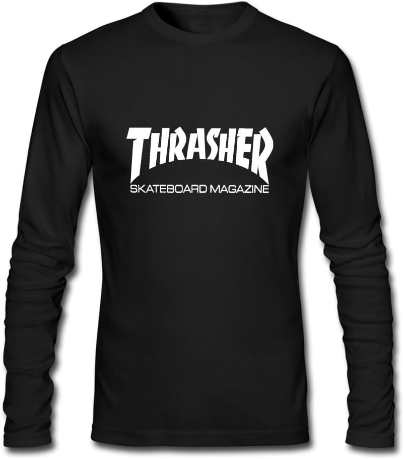 Fowe Men's Long Sleeve O Neck Thrasher Skateboard Cotton T Shirts