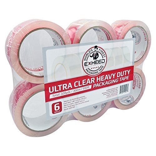Tape King Crystal Clear Premium Packing Tape Refill 6 Rolls - Ultra Clear, Heavy Duty Packaging, Shipping, Sealing Cartons