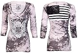 Archaic AFFLICTION Womens LS T-Shirt FREE AIR Biker USA FLAG Sinful UFC