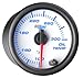 GlowShift White 7 Color 300 F Oil Temperature Gauge Kit - Includes Electronic Sensor - White Dial - Clear Lens - for Car & Truck - 2-1/16
