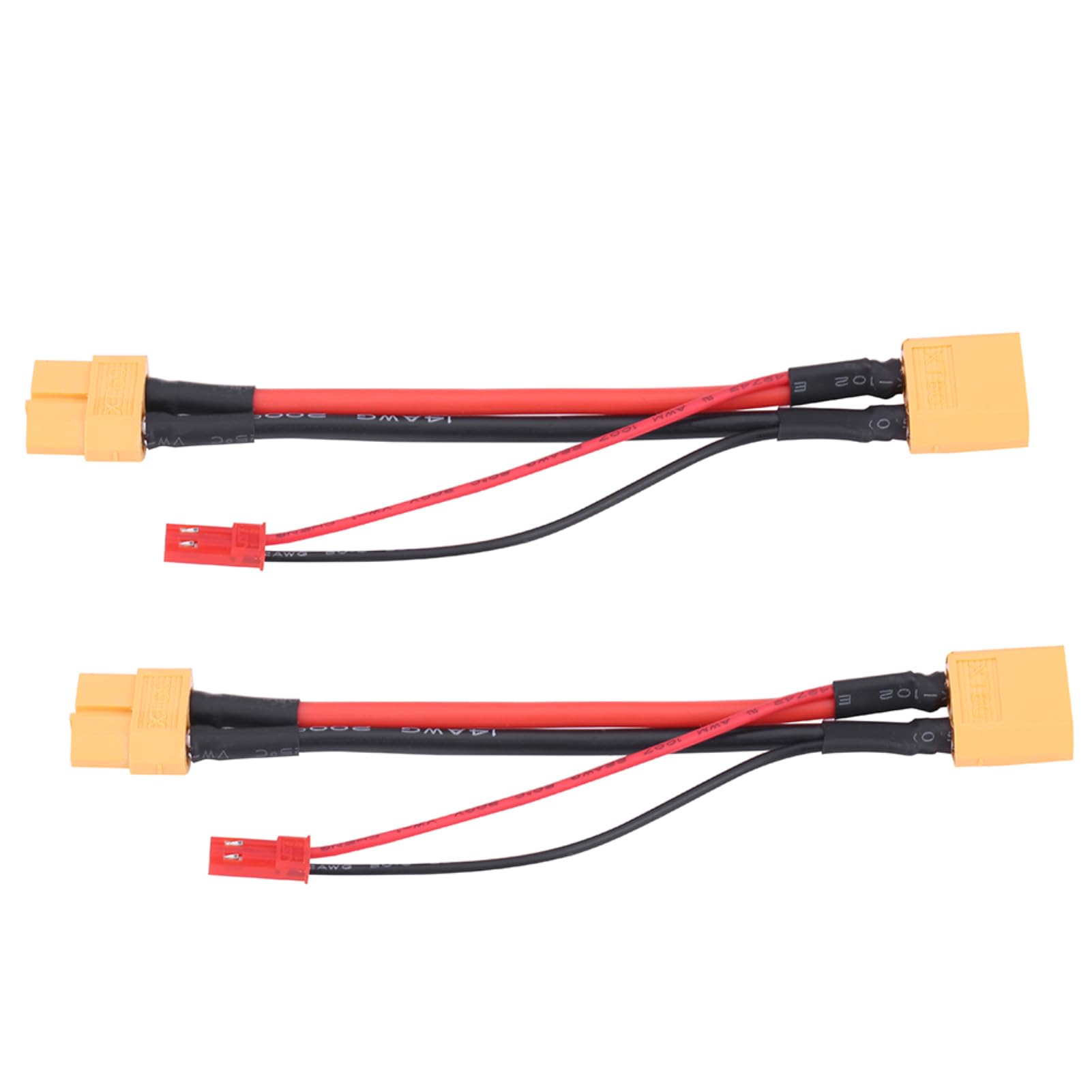 2Pcs XT60 Female to 14 AWG XT60 Male & 22 AWG JST Male Connector Adapter Cable RC Accessory