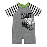 Burt's Bees Baby Boys' Organic Short Sleeve Shortall, Heather Grey, 12 Months