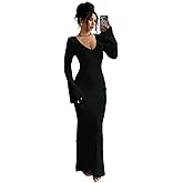 SISKIN Maxi Slimming Fitted Sweater Dress Long Sleeve Ribbed Bodycon Knit Winter Baby Shower Dress