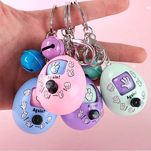GKanMore Toy Keychain Guessing Game Toy Rock-Paper-Scissors Toy Key Chain for Adults Kids, Pack of 4 (Egg Shape) - Thumbnail 4