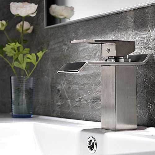 PHIESTINA Modern Stainless Steel Single Handle Waterfall Bathroom