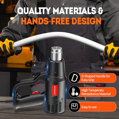 AIUNAOM Hot Air Gun 2000W Thermal Gun 50°C ~ 650°C Temperature Control without Levels + 2 Air Speeds Overload Protection for Heating Welding and Defrosting